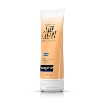 Neutrogena Deep Clean Daily Facial Cream Cleanser with Beta Hydroxy Acid for Wind-Down Evening Routine, Soothing Aloe Scent Deep Pore Wash, 7 fl. oz
