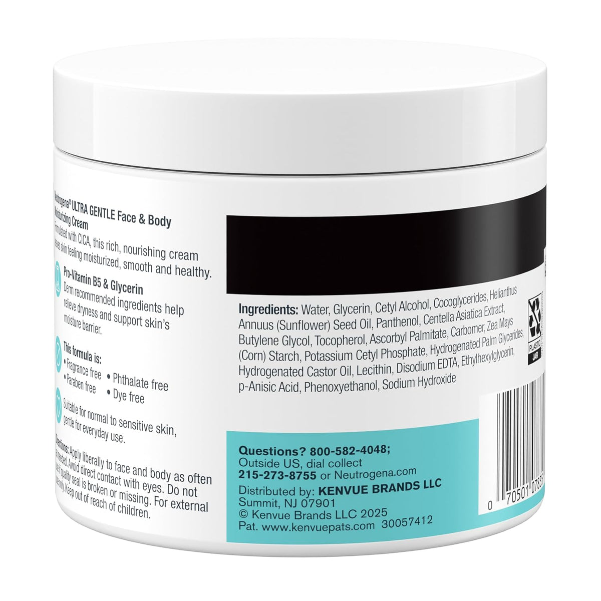Neutrogena Fragrance-Free Face & Body Cream – Pro-Vitamin B5 Hydration for Sensitive Skin Wellness and Wind-Down Evenings