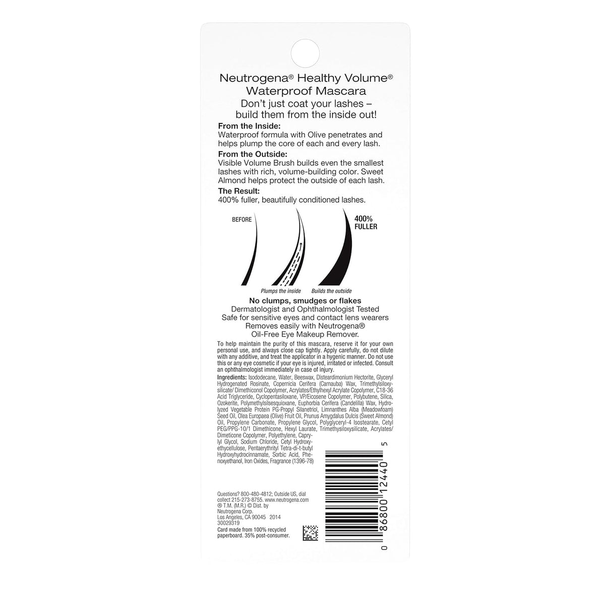 Neutrogena Healthy Volume Waterproof Mascara – All-Day Outdoor Event Lash Color for Weddings and Festivals, Flake- and Smudge-Proof