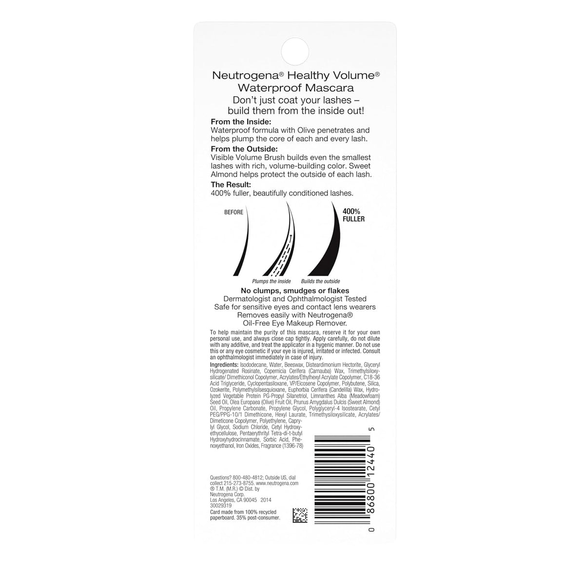 Neutrogena Healthy Volume Waterproof Mascara – All-Day Outdoor Event Lash Color for Weddings and Festivals, Flake- and Smudge-Proof