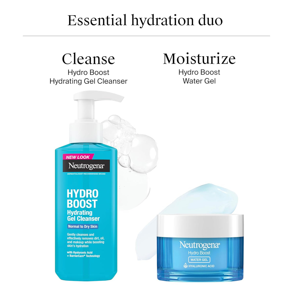 Neutrogena Hydro Boost Hydrating Face Wash & Makeup Remover – Spa-Like Morning and Evening Cleanse for Dry Dehydrated Skin, Hypoallergenic, 7.8 fl oz