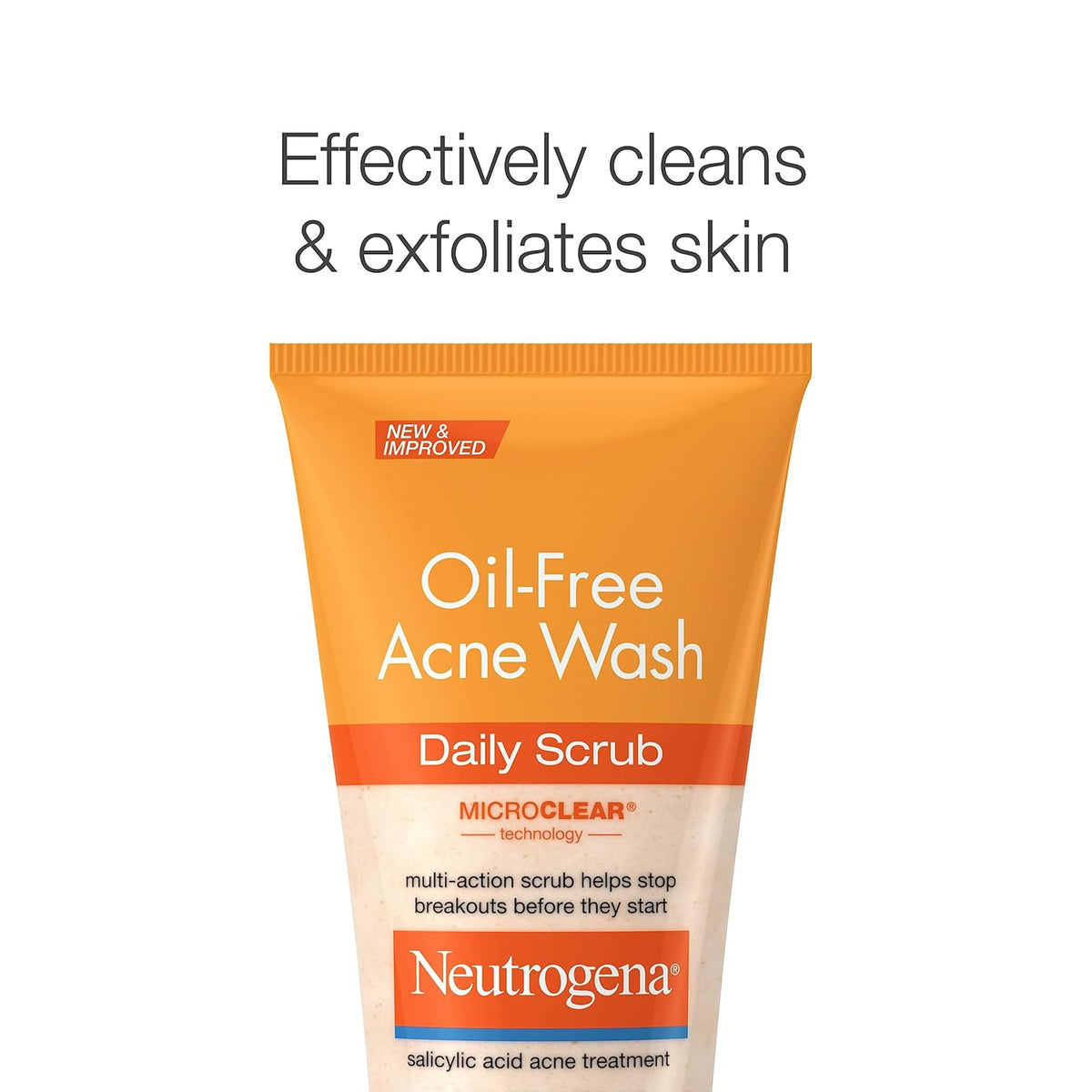 Neutrogena Oil-Free Acne Face Wash with 2% Salicylic Acid – Wellness Routine Pore Scrub for Oily, Breakout-Prone Skin