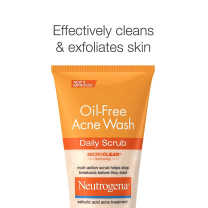 Neutrogena Oil-Free Acne Face Wash with 2% Salicylic Acid – Wellness Routine Pore Scrub for Oily, Breakout-Prone Skin