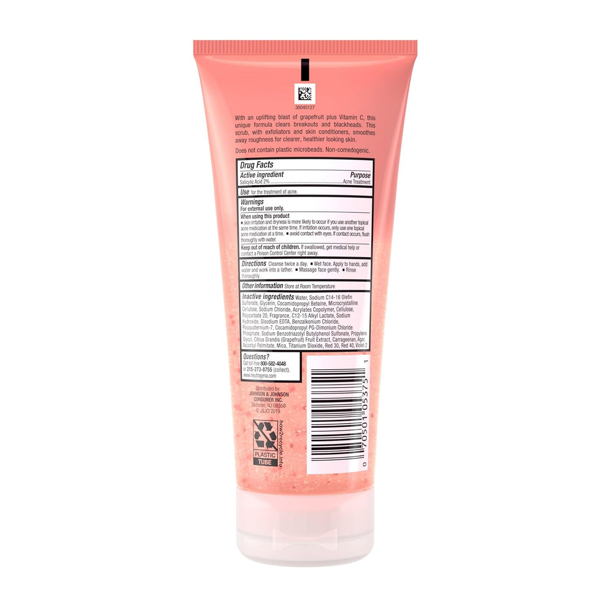 Neutrogena Oil-Free Salicylic Acid Acne Wash – Pink Grapefruit Vitamin C Cleanser for a Calming Bathroom Wellness Ritual