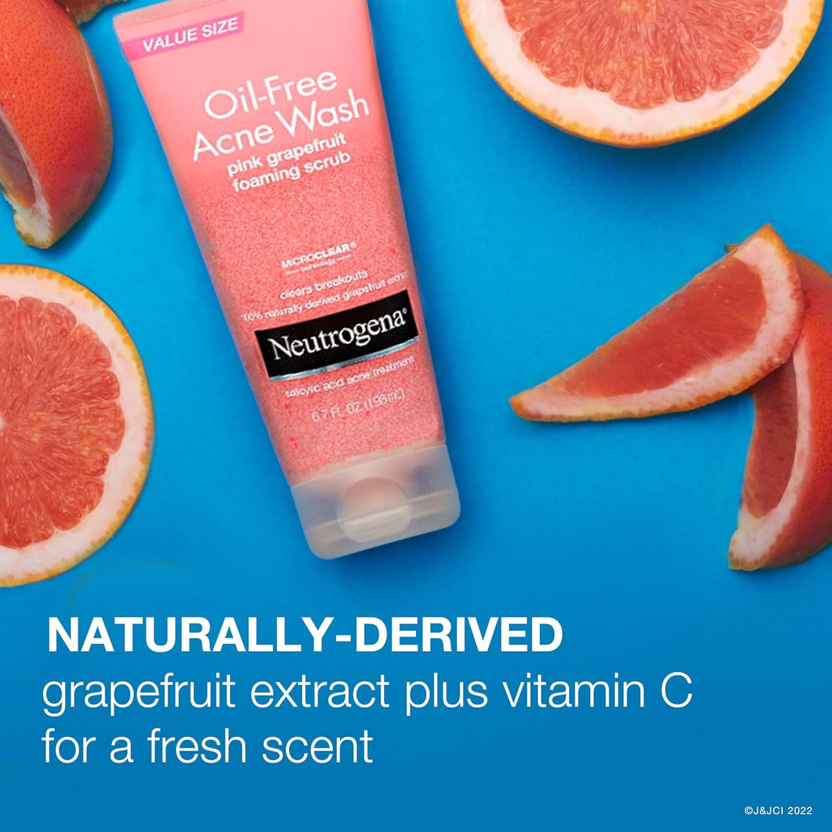 Neutrogena Oil-Free Salicylic Acid Acne Wash – Pink Grapefruit Vitamin C Cleanser for a Calming Bathroom Wellness Ritual