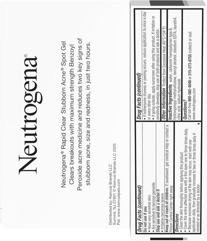 Neutrogena Rapid Clear Stubborn Acne Spot Treatment Gel – Bedroom Vanity Must-Have for Clear Skin Confidence, Fast-Acting Spot Gel