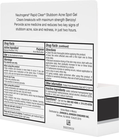 Neutrogena Rapid Clear Stubborn Acne Spot Treatment Gel – Bedroom Vanity Must-Have for Clear Skin Confidence, Fast-Acting Spot Gel