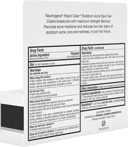 Neutrogena Rapid Clear Stubborn Acne Spot Treatment Gel – Bedroom Vanity Must-Have for Clear Skin Confidence, Fast-Acting Spot Gel
