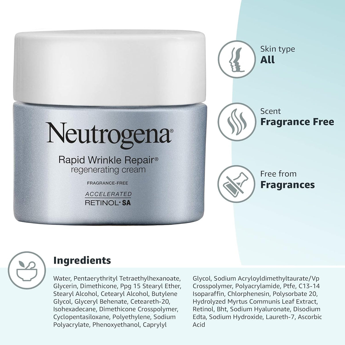 Neutrogena Rapid Wrinkle Repair Retinol Moisturizer – Dermatologist-Backed Anti-Aging Luxury for Mature Skin, Fragrance-Free Cream