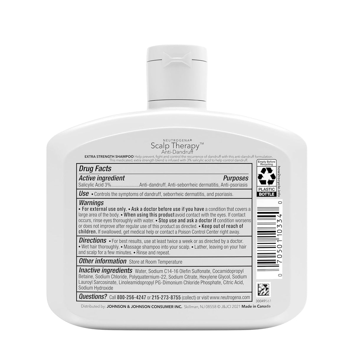 Neutrogena Scalp Therapy Shampoo – Clean Ingredient Anti-Dandruff Treatment, No Fragrance or Parabens, 12 fl. oz