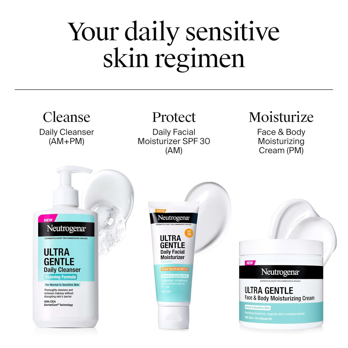 Neutrogena Ultra Gentle Foaming Cleanser – Mindful Face Wash for Reactive Skin and Barrier Repair, 12 fl. oz