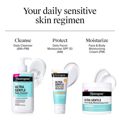 Neutrogena Ultra Gentle Hypoallergenic Foaming Facial Cleanser, Fragrance Free Daily Face Wash Safe for Acne Prone and Easily Irritated Skin
