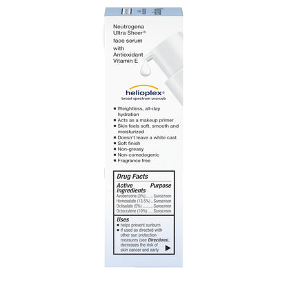 Neutrogena Ultra Sheer Face Sunscreen Serum – Self-Care Hydrating Sunscreen, Fragrance-Free Broad-Spectrum SPF 60