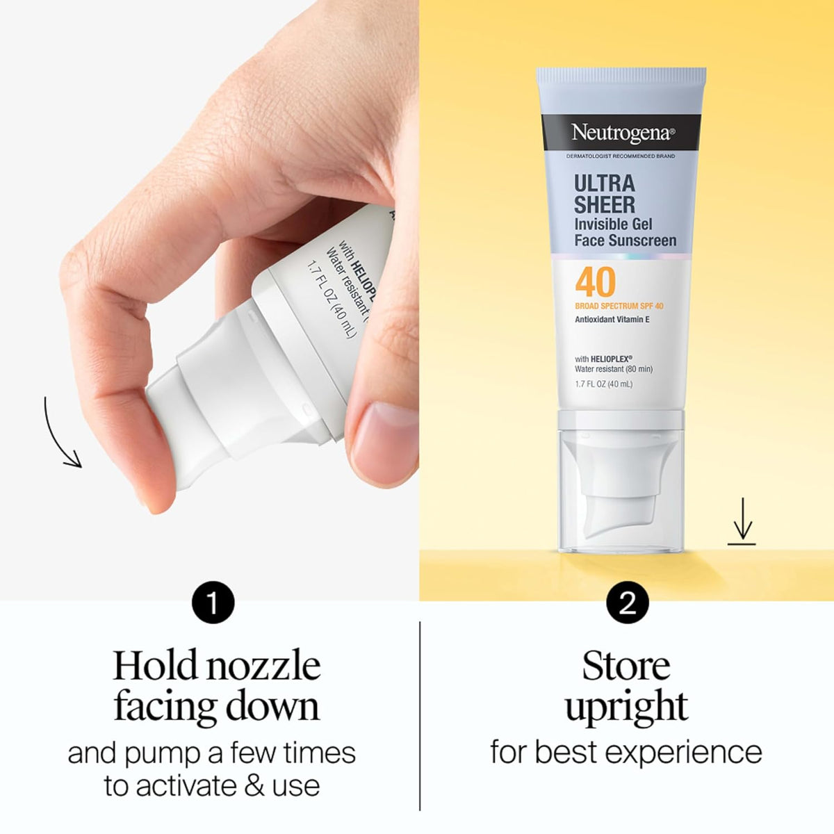 Neutrogena Ultra Sheer Gel Face Sunscreen – Compact Pump Tube for Carry-On, Gym Bag, and Beach Tote