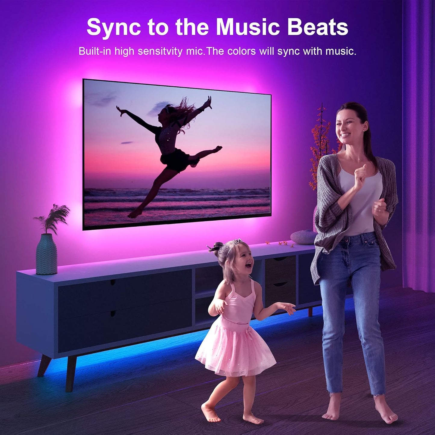 Nexillumi Music Sync LED Lights – Mood-Boosting Office and Bedroom Lighting for Stress Relief