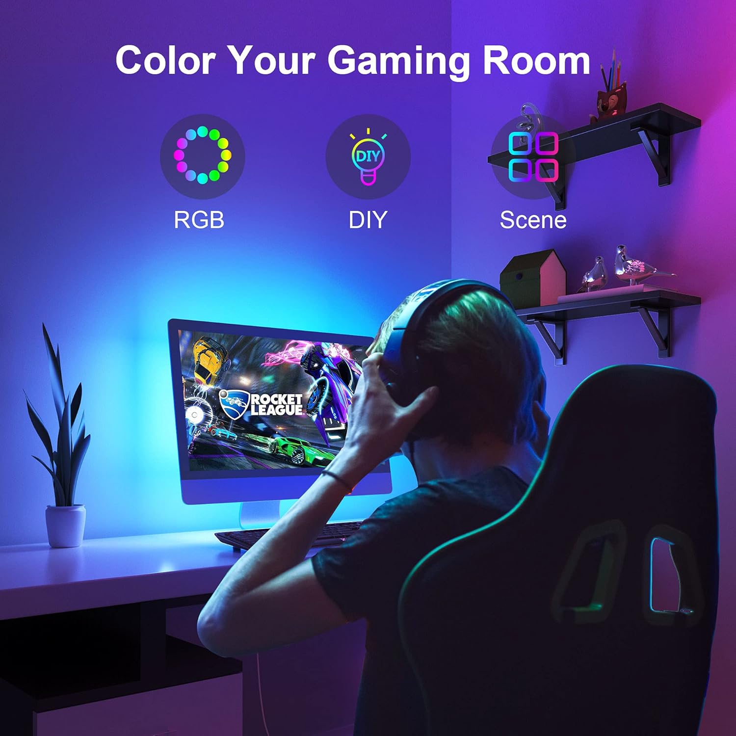 Nexillumi Music Sync LED Lights – Mood-Boosting Office and Bedroom Lighting for Stress Relief