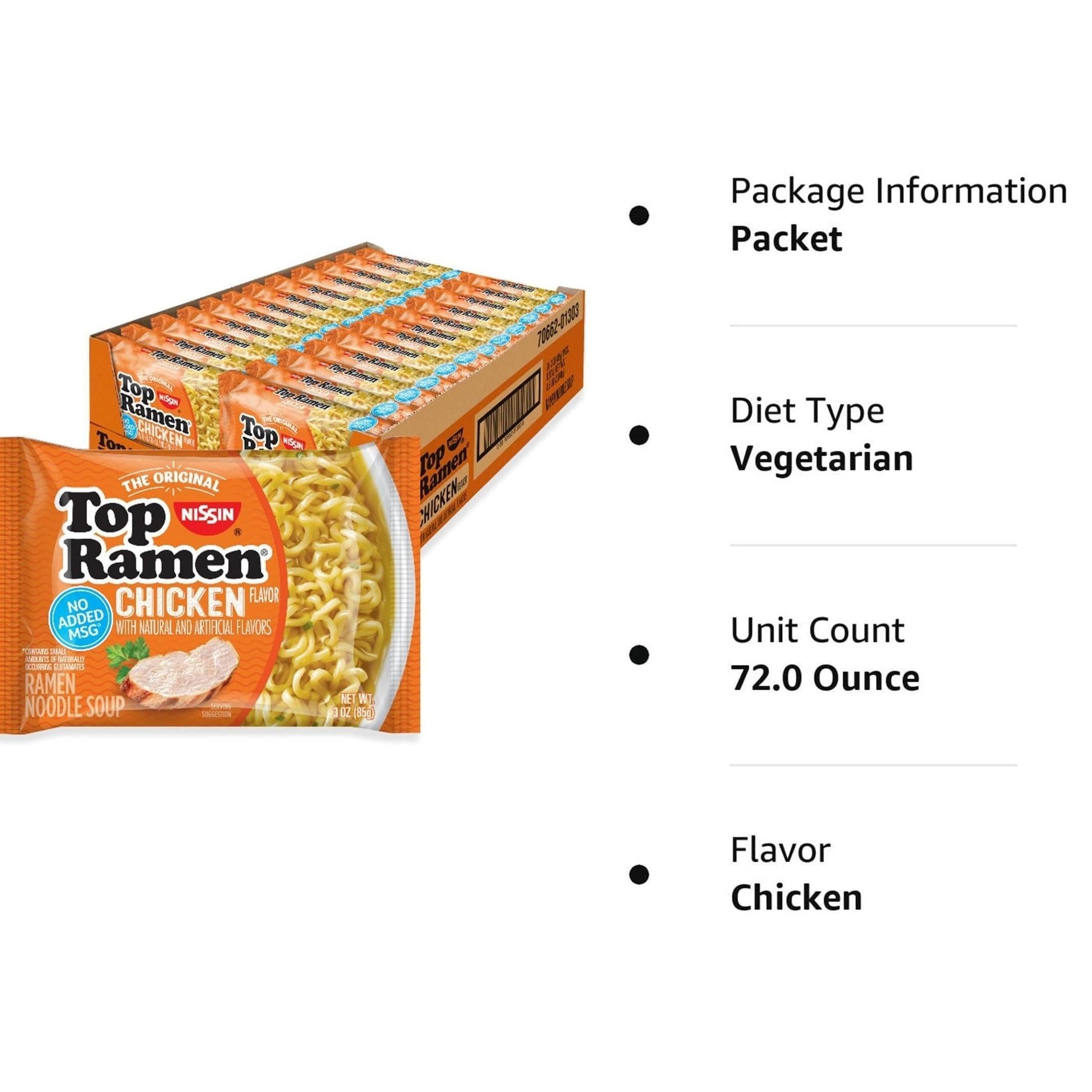 Nissin Top Ramen Bowl – Fast 3-Minute Work Break Meal Between Meetings, Chicken Noodle Pack of 6