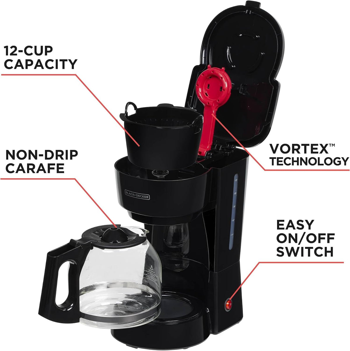 no-drip perfect pour spout on the carafe to prevent spills while serving