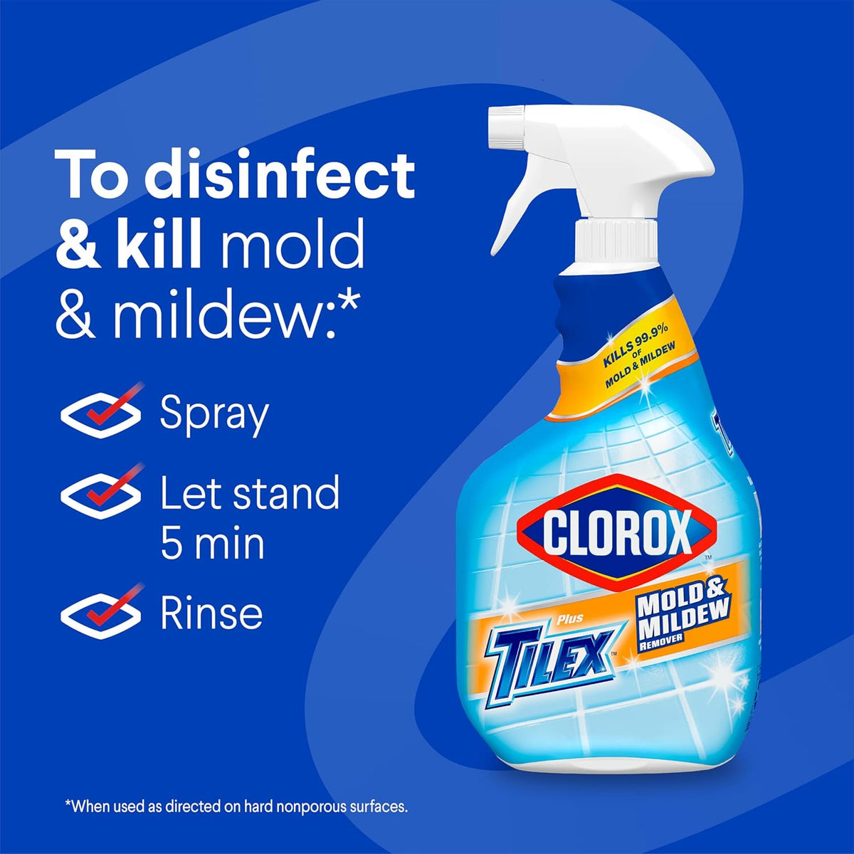 no-scrub application: spray, wait 5 minutes, rinse