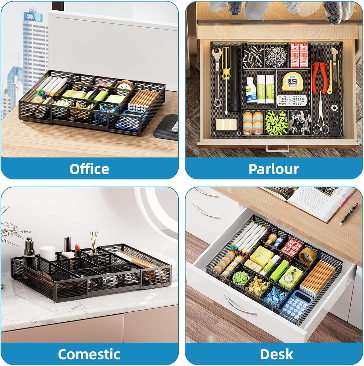 non-skid rubber feet for drawer stability