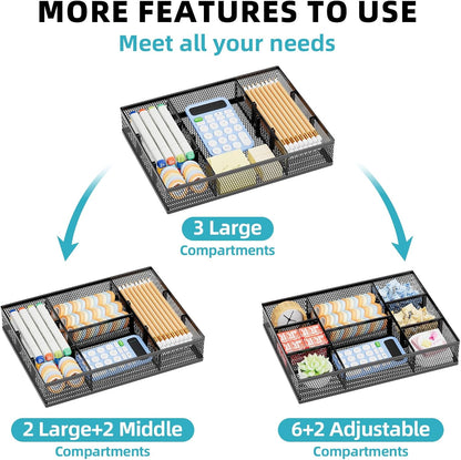 non-skid rubber feet for stable placement inside drawers