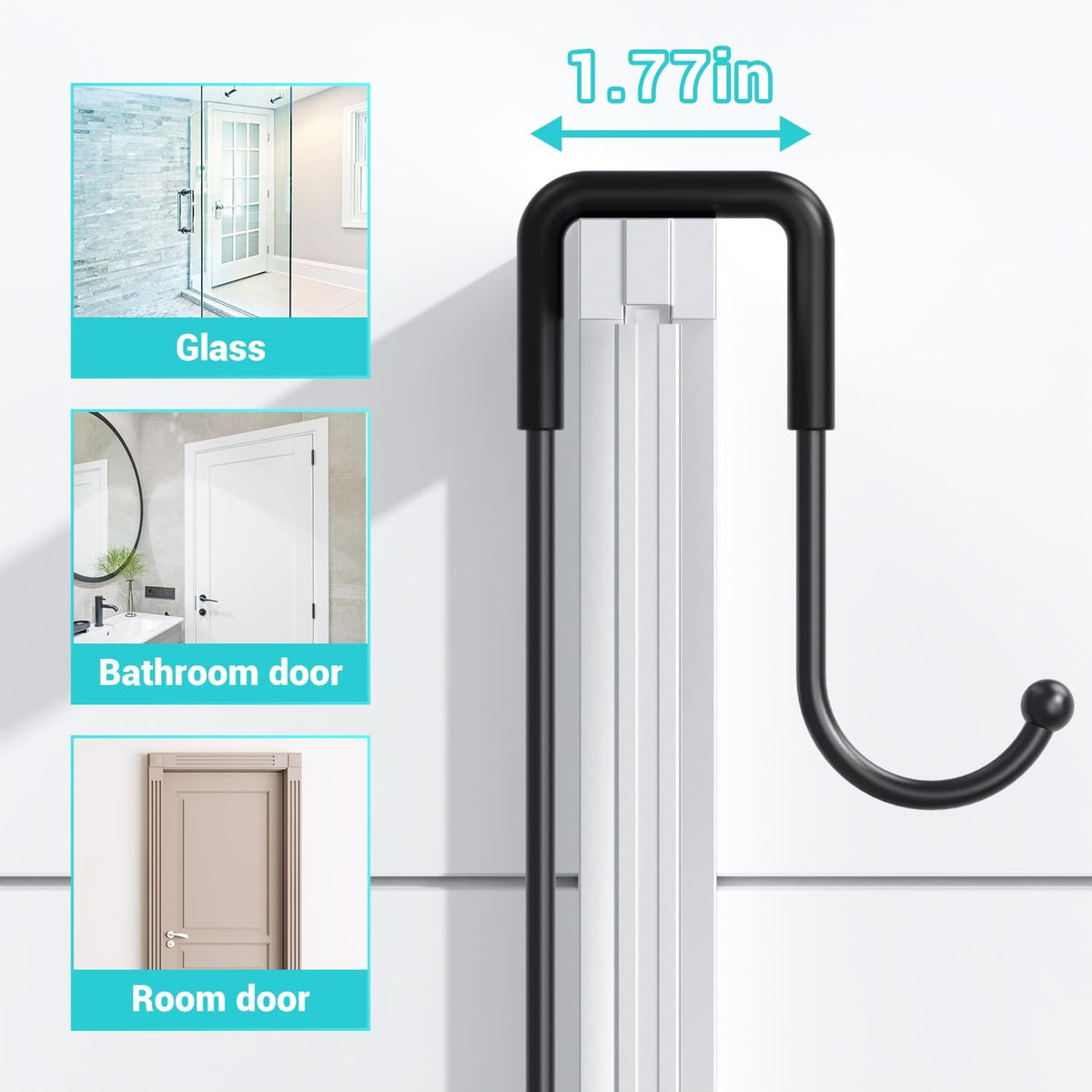 non-slip silicone lining on top to protect doors under 1.77 inches thick