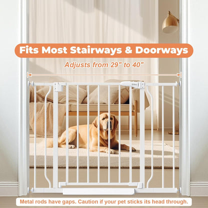 NurserySafe Baby Gate No Drilling Auto-Close 29-40 Inch, Pressure Mounted Gate for Stairs and Doorways, Dual-Lock Child and Pet Barrier