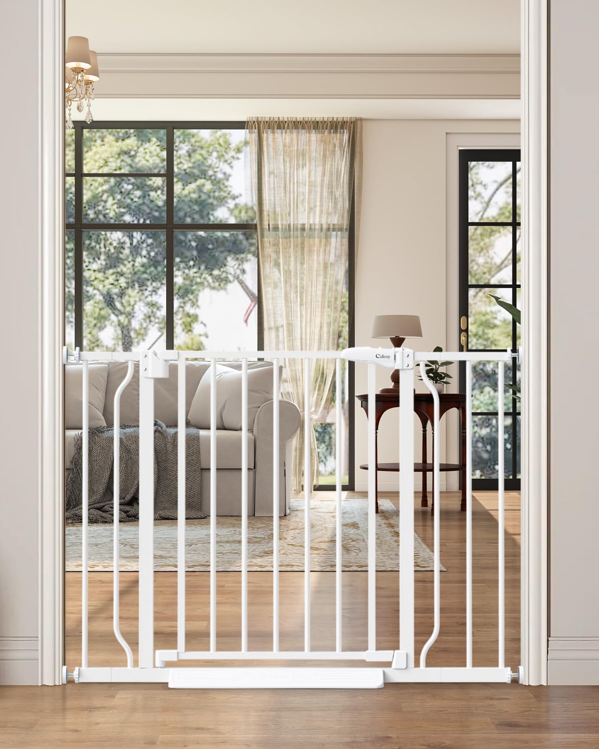 NurserySafe Baby Gate No Drilling Auto-Close 29-40 Inch, Pressure Mounted Gate for Stairs and Doorways, Dual-Lock Child and Pet Barrier