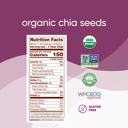 Nutiva Organic Chia Seed Black 12 oz – Nutrient-Dense Pantry Essential for Mindful Eating, Mindful Hydration and Personal Care Routines