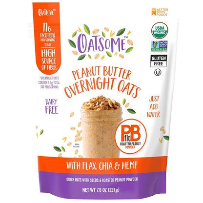 Oatsome PBfit Overnight Oats – Backcountry Friendly Hot or Cold Oats in Resealable 12 oz Bag