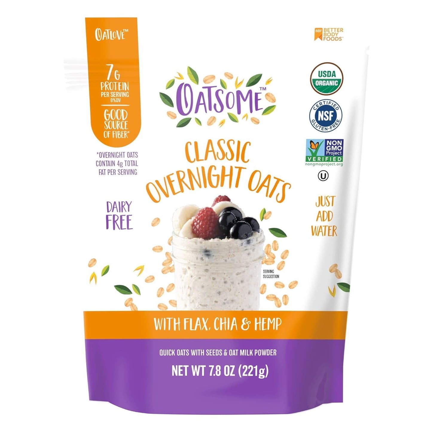 Oatsome PBfit Overnight Oats – Backcountry Friendly Hot or Cold Oats in Resealable 12 oz Bag