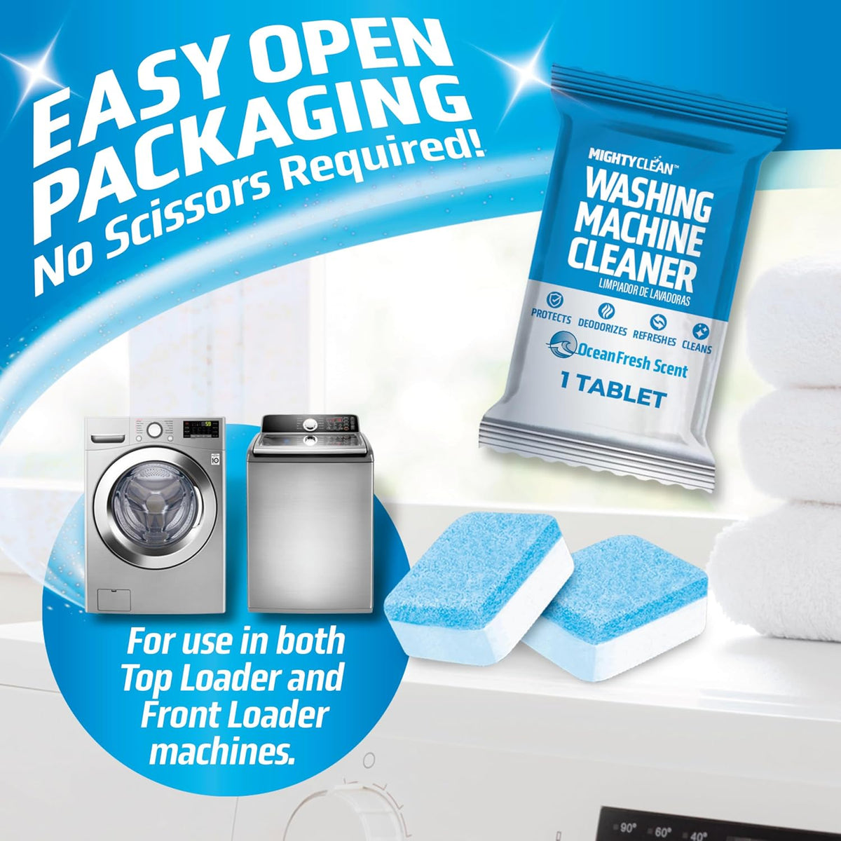 ocean fresh scent designed to neutralize odor-causing grime and mildew