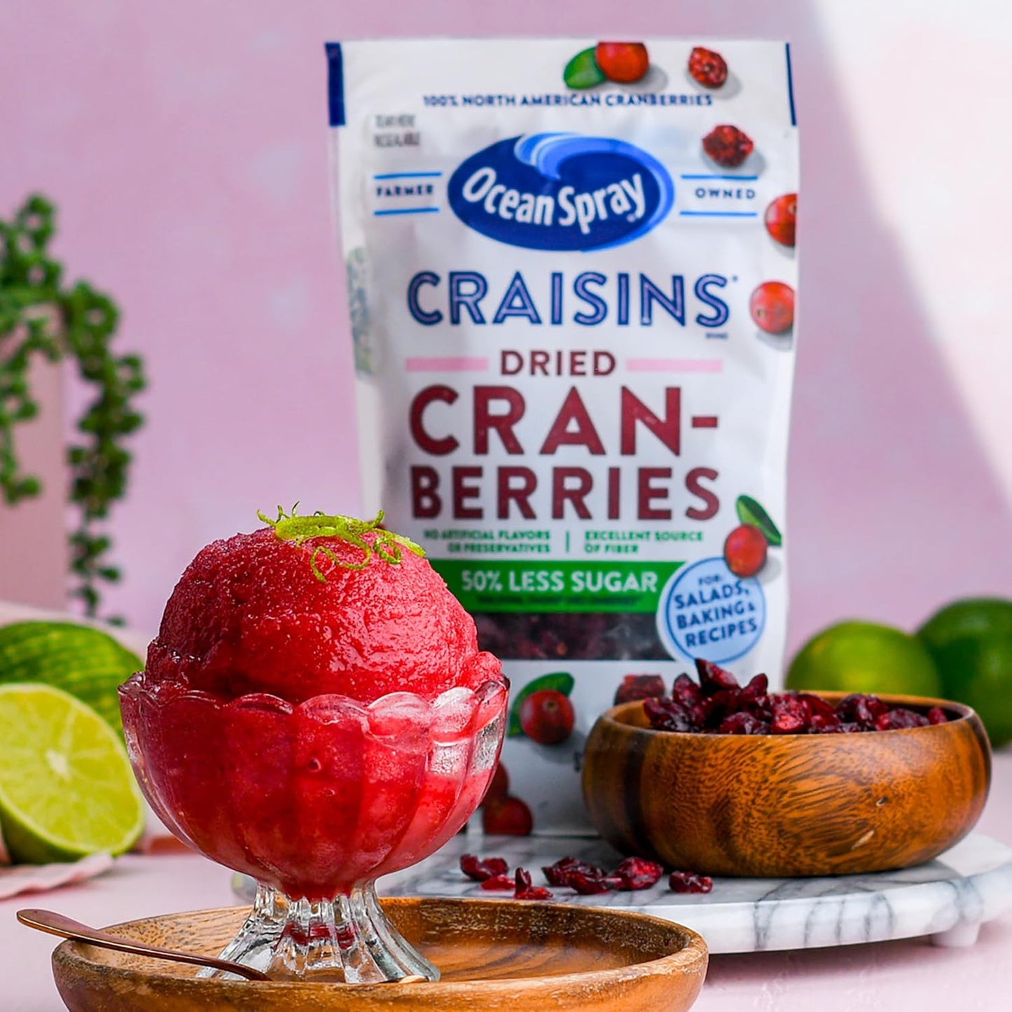 Ocean Spray Craisins 50% Less Sugar Dried Cranberries — Durable Pantry Pack for Road Trips Cabin Stays and Backcountry Fueling