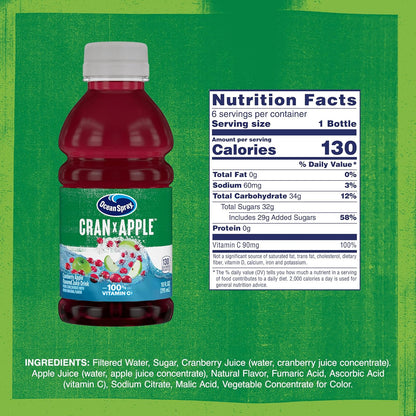 Ocean Spray Cran-Apple Juice Drink – Hotel Mini-Fridge Friendly Single-Serve Travel Bottle