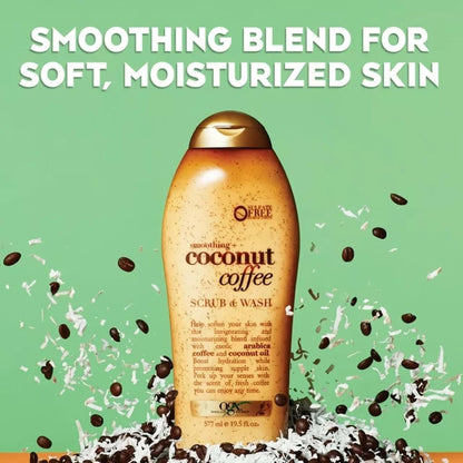 OGX Smoothing + Coconut Coffee Body Scrub – Valentine's Day Pampering Gift for Women Who Love Spa-Like Showers