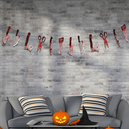 OHOME Aesthetic Halloween Banner Set - 12 Piece Wrinkle Free Wall Hanging for Bedroom Door and Cozy Seasonal Home Ambiance