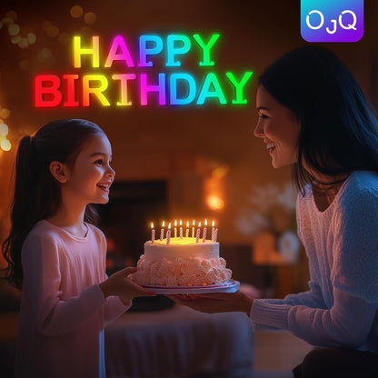 OJQ LED Marquee Letter Lights – Durable ABS Plastic Playroom Decor with Self-Adhesive Mounting
