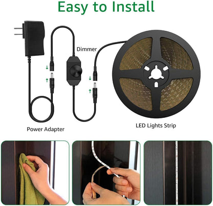 Olafus Daylight White LED Strip Kit for Home Ambiance, Flexible Ribbon Light for Bookcase and Display Cabinet