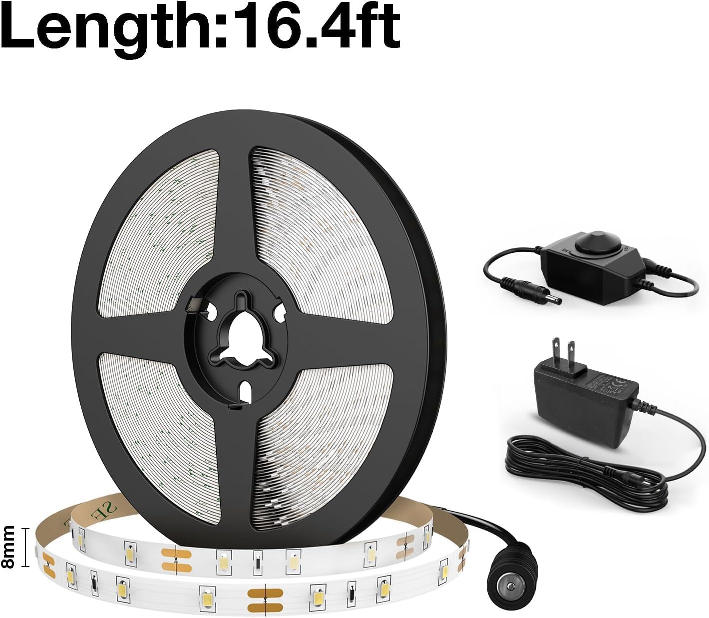 Olafus Daylight White LED Strip Kit for Home Ambiance, Flexible Ribbon Light for Bookcase and Display Cabinet