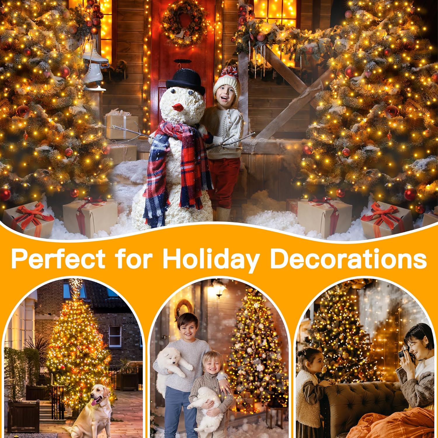 Ollny Christmas Tree Lights 8.2ft – Family Room Holiday Centerpiece with Pre-Strung Cascading LED Design