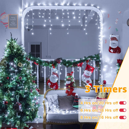 Ollny Icicle Lights Connectable 3 Sets – 720 LED Waterproof Roofline Lights for House, Yard and Gazebo Holiday Display
