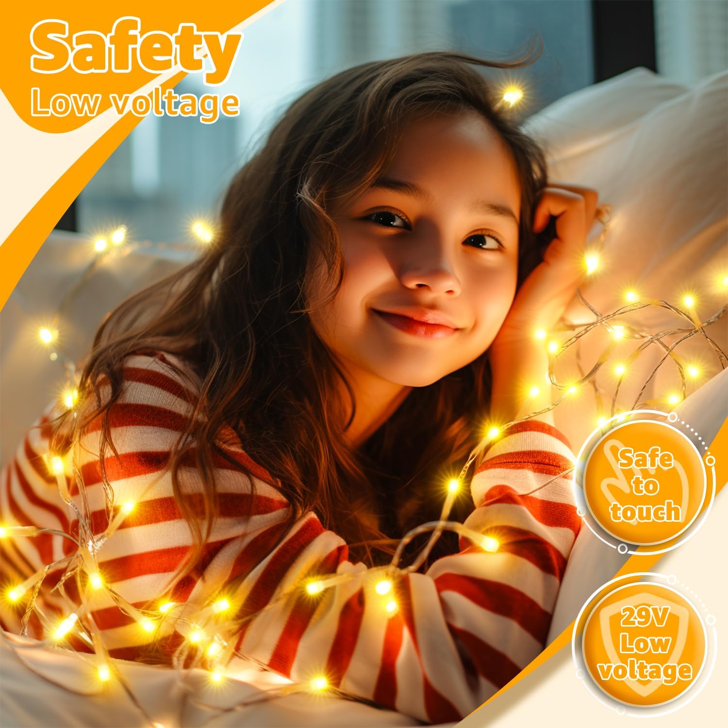 Ollny Plug in String Lights – Soft Warm White Bedroom Lighting for Relaxation, Meditation, and Cozy Evenings