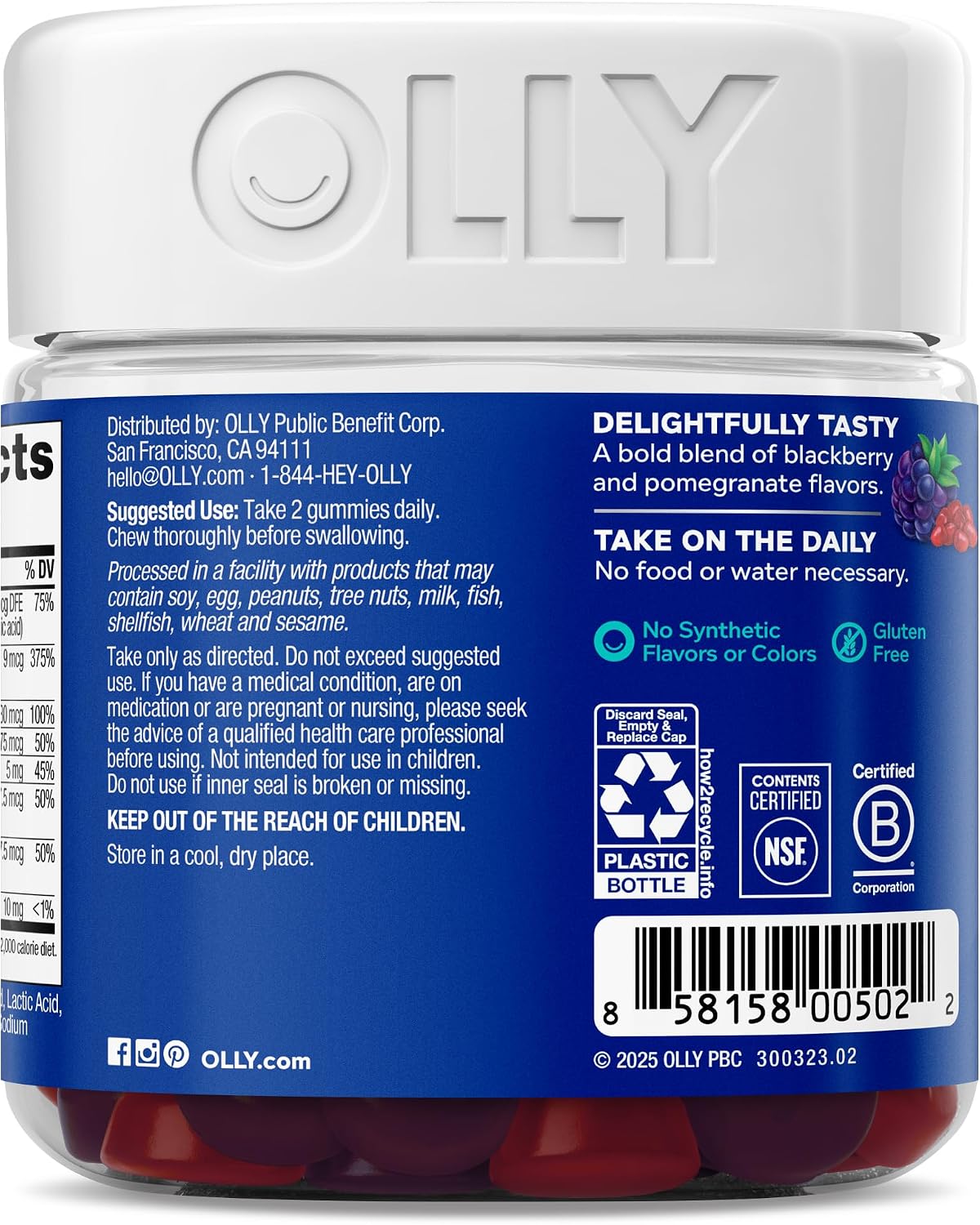 OLLY Men's Multivitamin Gummy – Clean-Label Men's Supplement, No Artificial Colors or Flavors