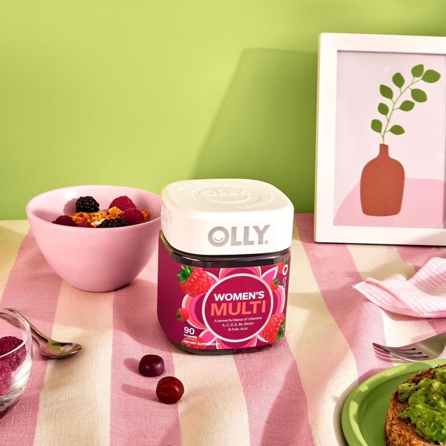 OLLY Women's Multivitamin Gummy – Two-Gummy Simplicity for Clutter-Free Wellness, Berry, 90 Count