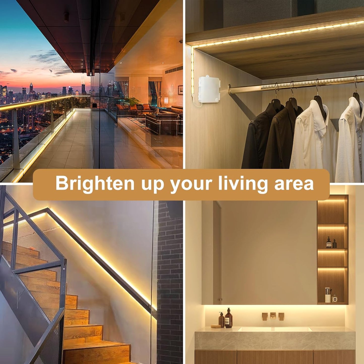 OMIKA COB LED Strip Lights – Intentional Home Accent Lighting, Cuttable Self Adhesive COB Strip with Hidden Battery Box and Timer