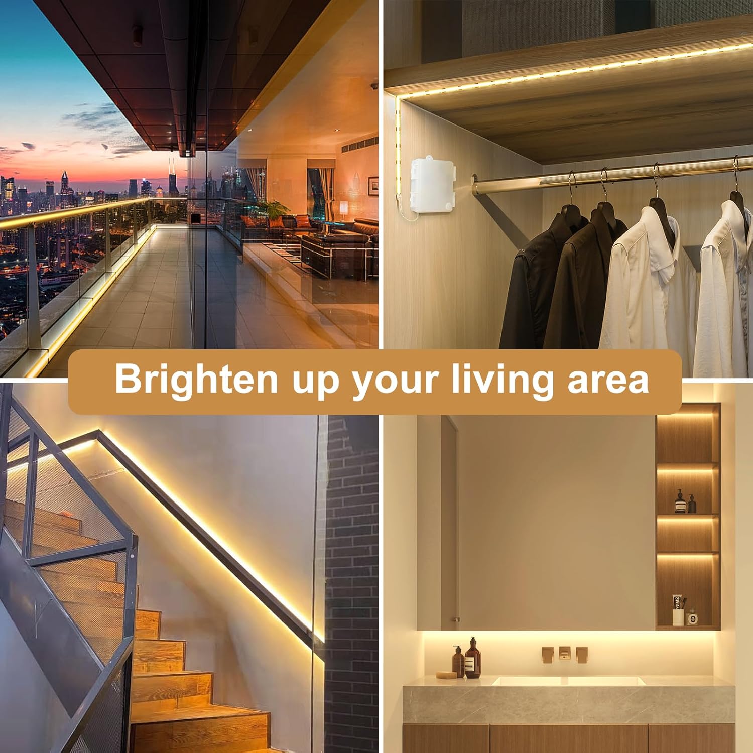 OMIKA COB LED Strip Lights – Intentional Home Accent Lighting, Cuttable Self Adhesive COB Strip with Hidden Battery Box and Timer