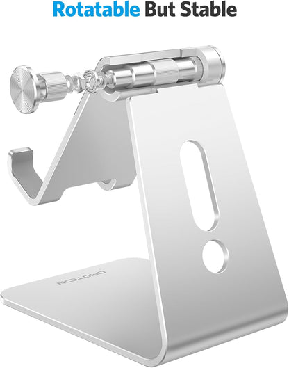 OMOTON C2 Aluminum Phone Stand for Dorm Room, Sturdy Holder That Stays Put on Any Flat Surface