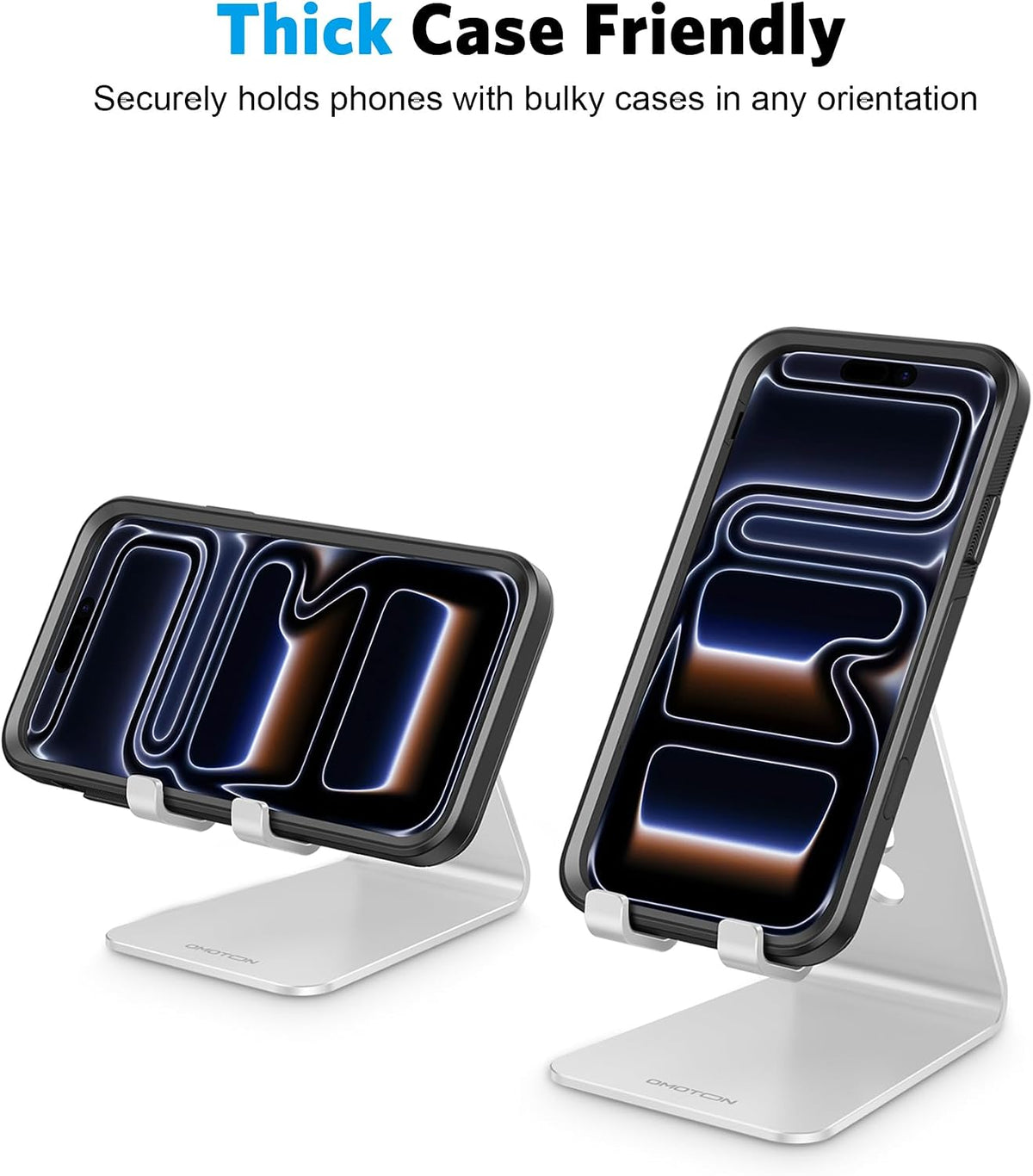 OMOTON C2 Aluminum Phone Stand for Dorm Room, Sturdy Holder That Stays Put on Any Flat Surface