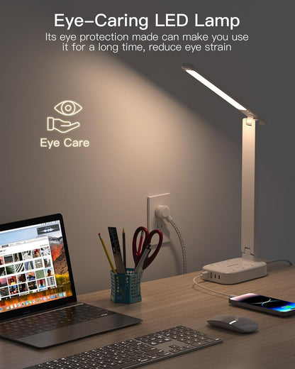 One Beat Task Lamp with 4 USB Ports – Eye-Protection Study Light for College Desk Productivity