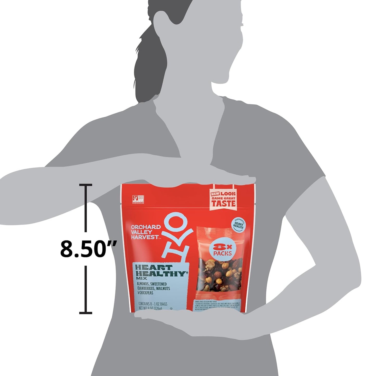 Orchard Valley Harvest Heart Healthy Blend, 1 Ounce Bags (Pack of 8) — Guilt-Free Afternoon Snack to Support Heart-Healthy Living